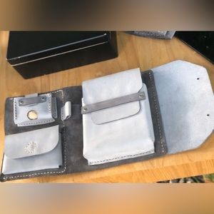 Premium leather Cigar Case Gray . Hand sewn . New in box